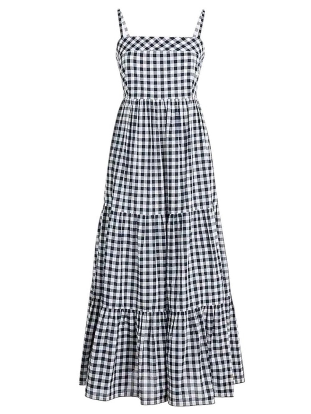 J. Crew Gingham Tier Maxi Midi Smocked Vintage Cottagecore Dress 14 Large